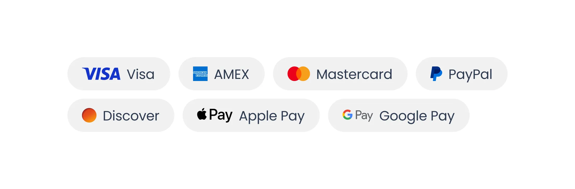 Payment method options including credit cards and digital wallets
